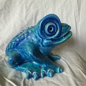 Vintage Haeger "The Blue Winking Frog Bank!" Vintage Condition